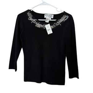 NWT Joseph A Beaded Black Top Size S